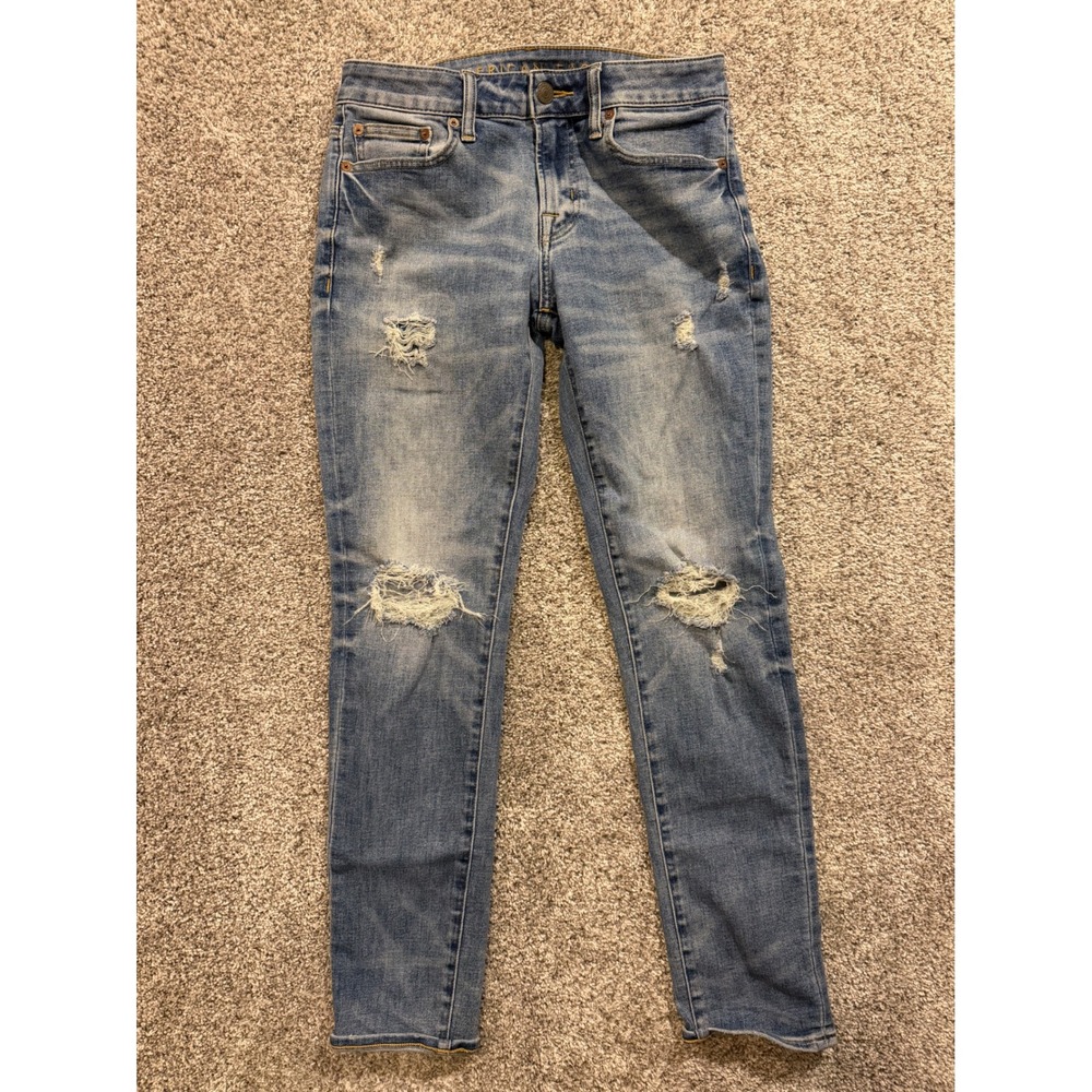 American Eagle Outfitters Jeans‎ Mens 30X32 Blue Slim Fit Distressed Denim
